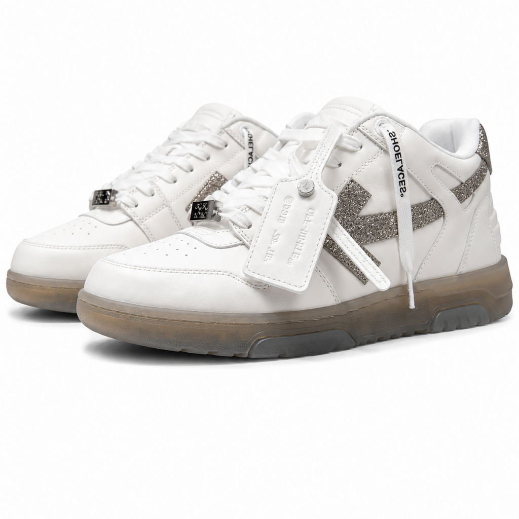 Off-White Out Of Office OOO Metal Low Top Women's White/Gray