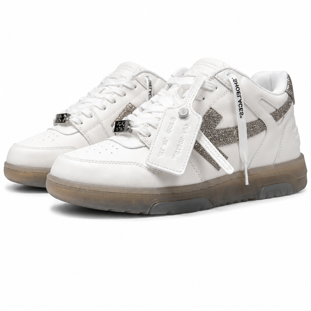 Off-White Out Of Office OOO Metal Low Top Women's White/Gray