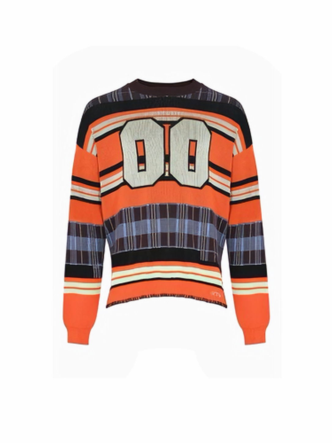 Off-White Sueter 00 Check Stripe Knitted Sweater Orange