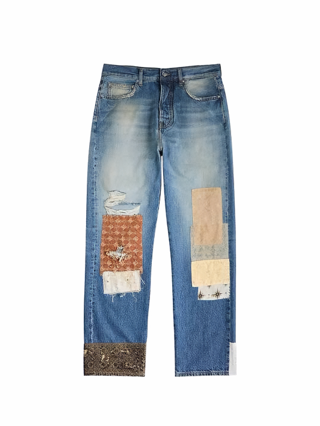 Amiri MA Quad Straight-Leg Distressed Jeans Blue