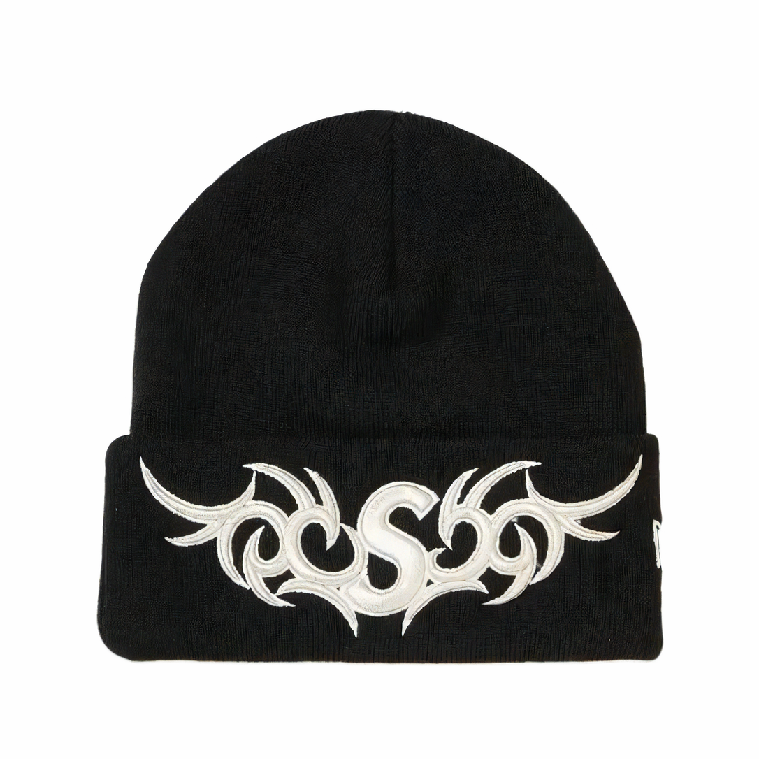 Supreme Beanie New Era Tribal S Logo Black/White