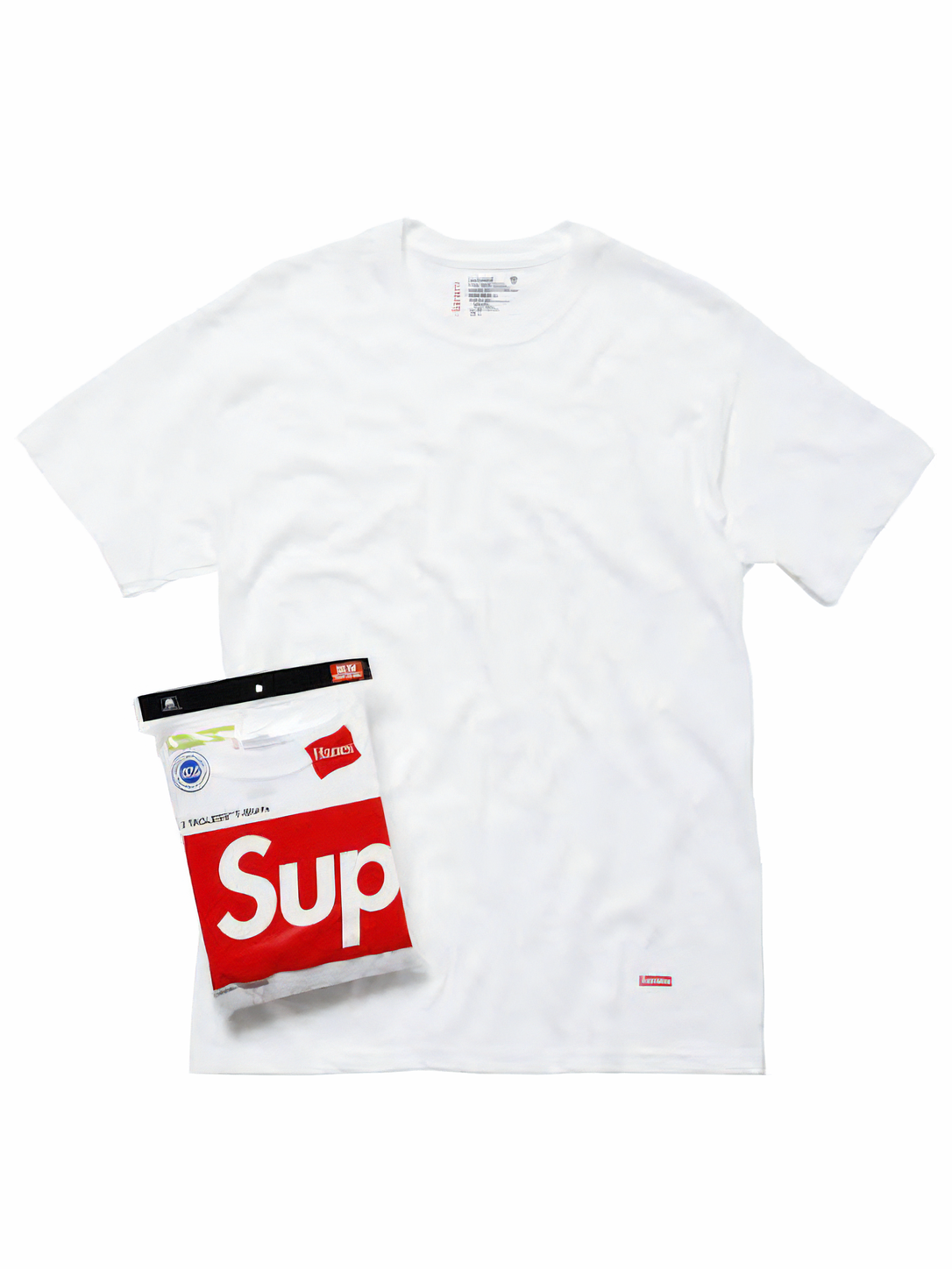supreme medias / hanes tagless tees white pack x 3