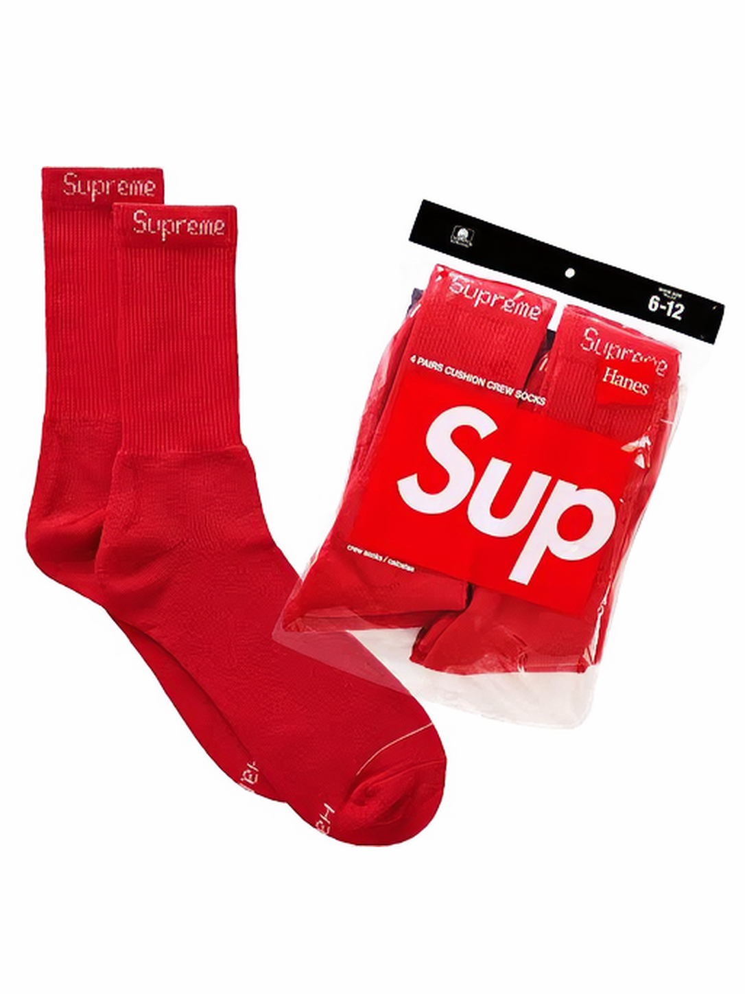 Supreme Crew Socks x Hanes (Pack x 4) Red