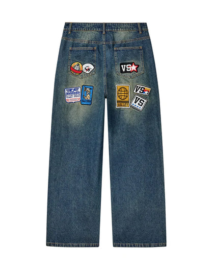 Vale Forever 1980s Blue Denim Carpenter Pants