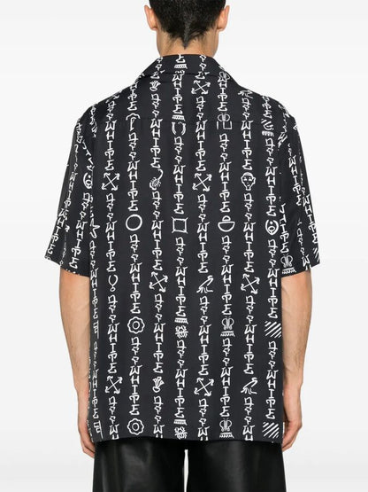Off-White Logo Print Camp-Collar