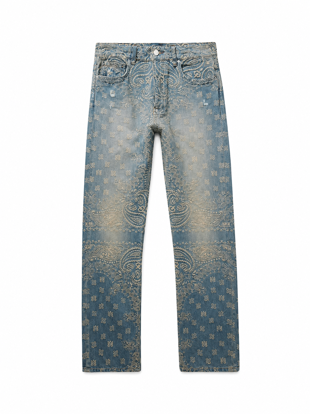 Amiri Bandana Jacquard Straight Jean Indigo