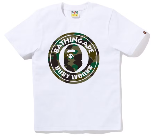 BAPE Women's 1st Camo Busy Works Tee Black Green