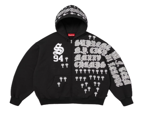 Supreme League Champs  Zip Up Hooded Sweatshirt