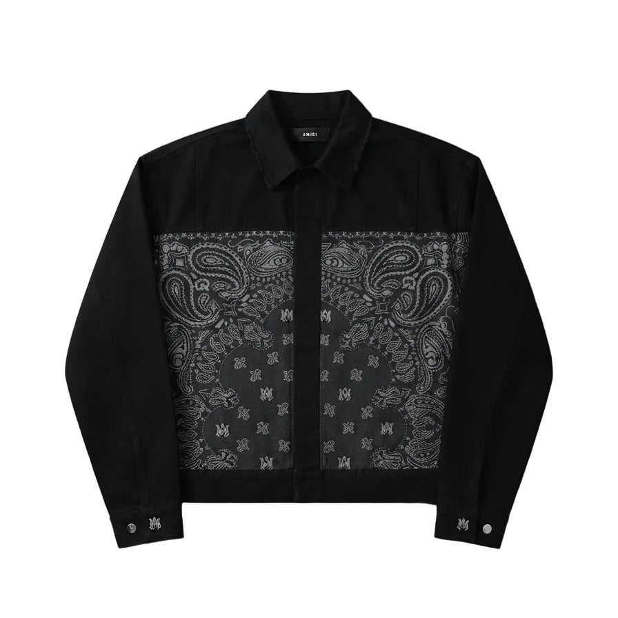 Amiri Bandana Jacquard Denim Jacket Black/Gray