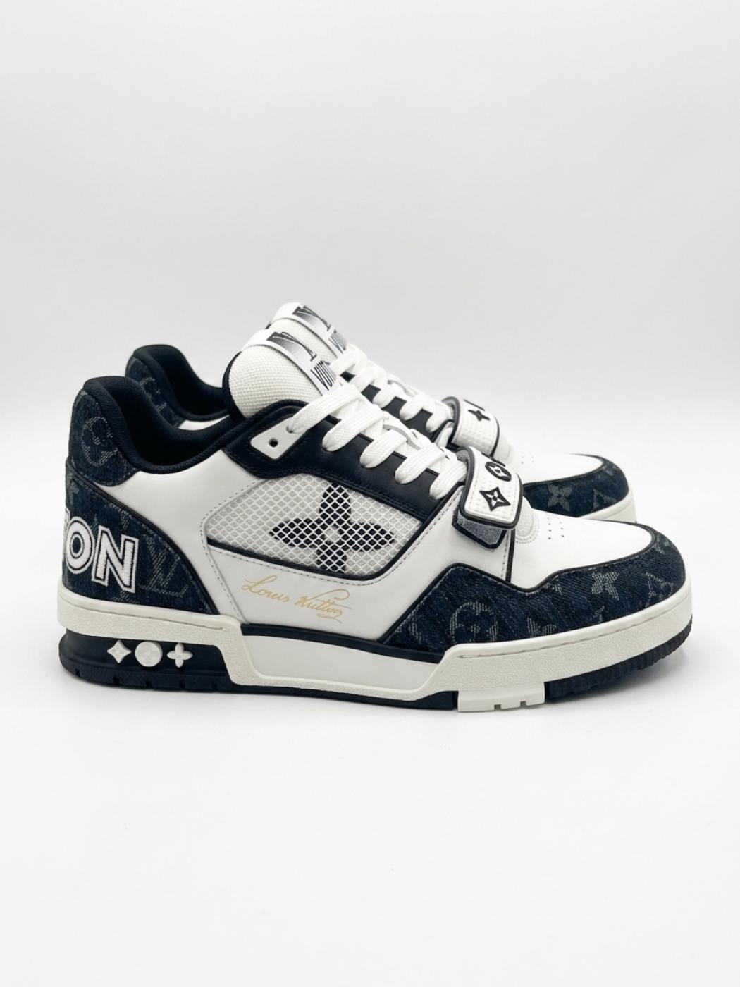 Louis Vuitton | LV Trainer Velcro Strap Monogram Denim Black White | 6.5 UK (40.5 EUR)