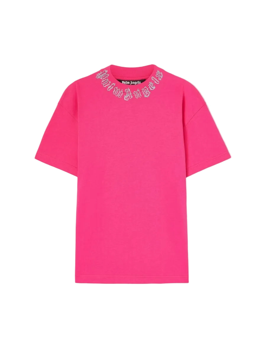 Palm Angels Neck Logo Tee Fuchsia - Light