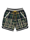 Rhude Flannel Court Logo Short Multigreen