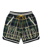 Rhude Flannel Court Logo Short Multigreen