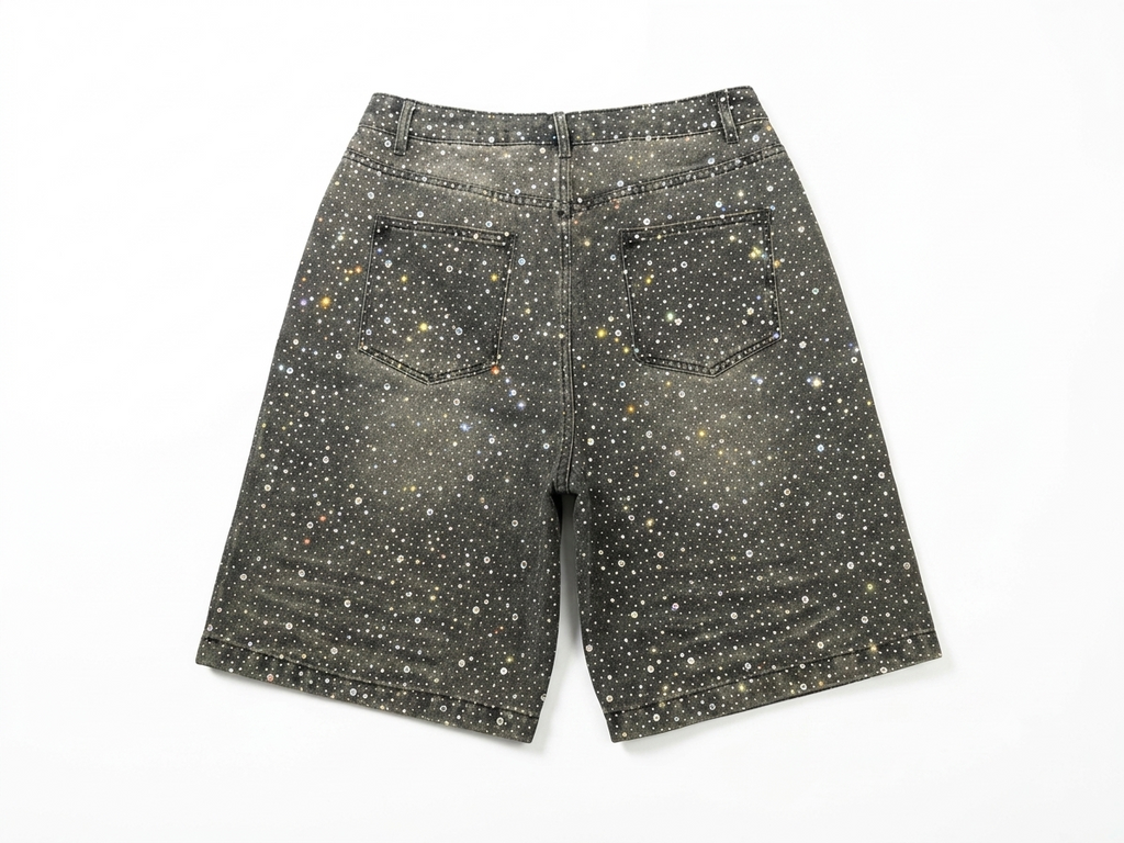 Valley Forever Shorts De Mezclilla Con Perlas Grey Vintage