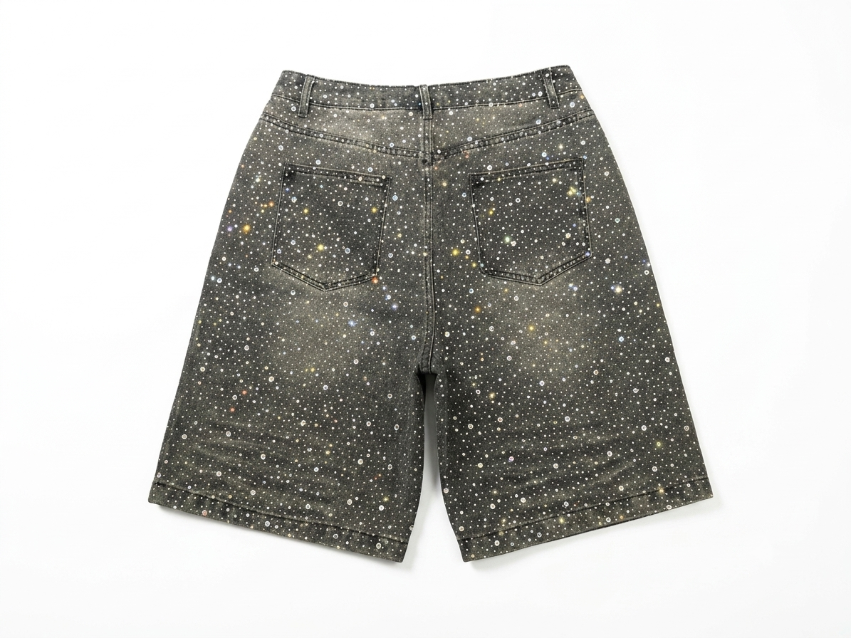 Valley Forever Shorts De Mezclilla Con Perlas Grey Vintage