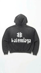 AL Balenciaga Ripped Pocket Hoodie Faded Washed M