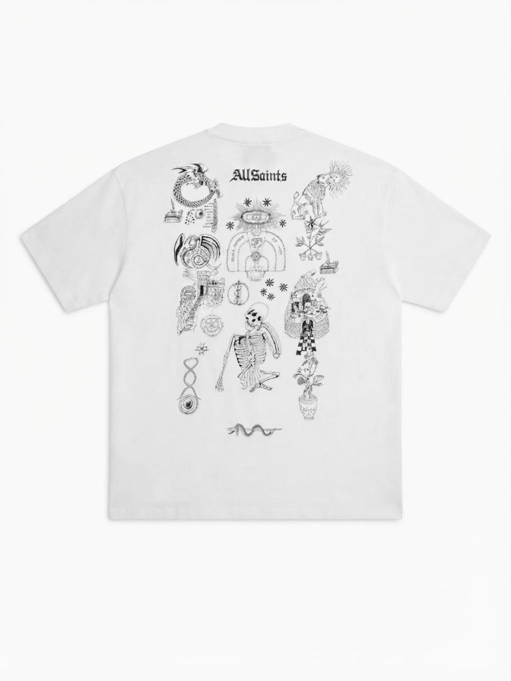 Allsaints Terra Oversized Graphic T-Shirt Optic White - M