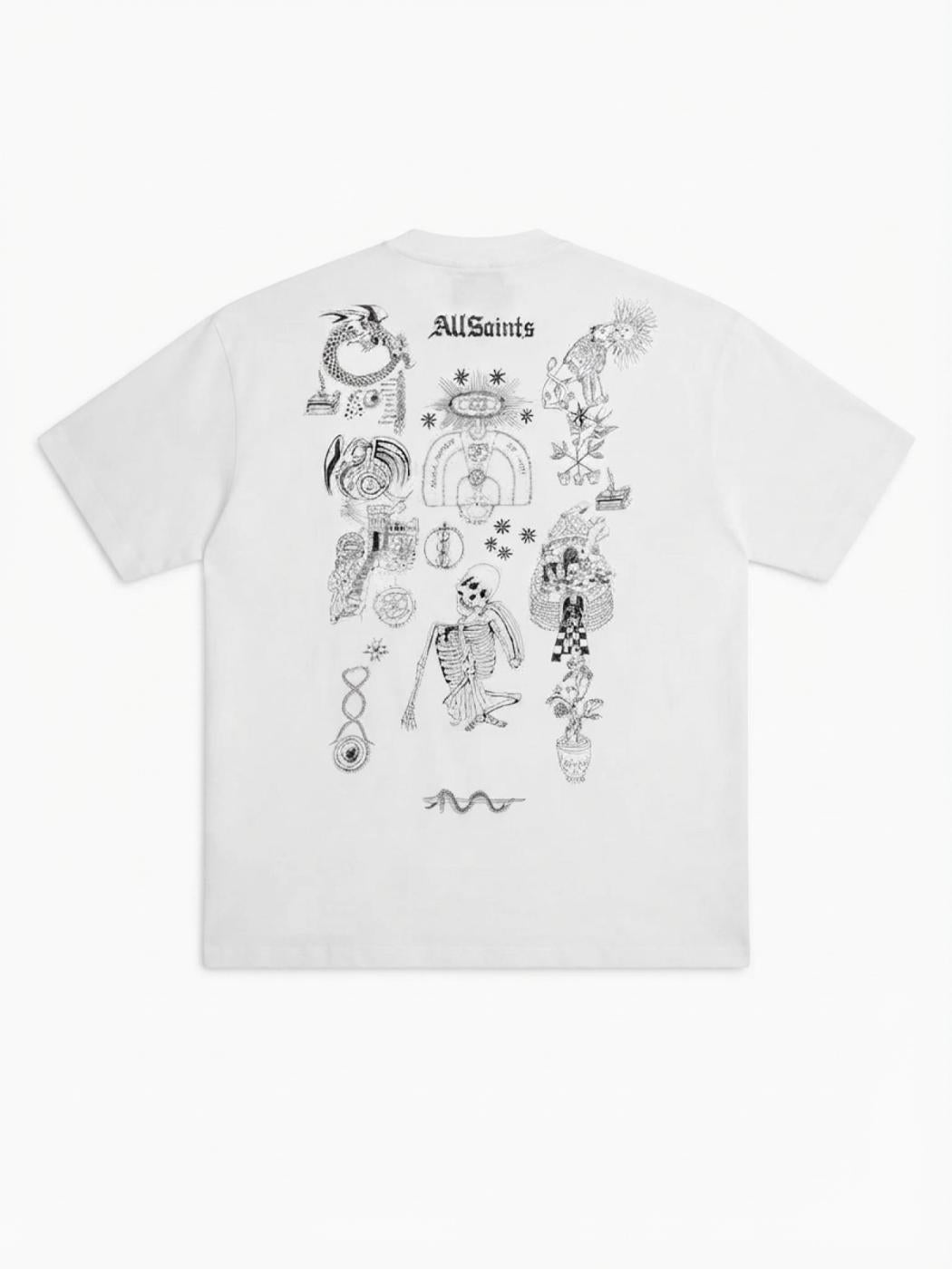 Allsaints Terra Oversized Graphic T-Shirt Optic White - M