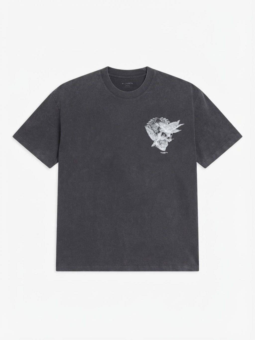 Allsaints Mysteries Oversized Graphic T-Shirt Washed Black - L