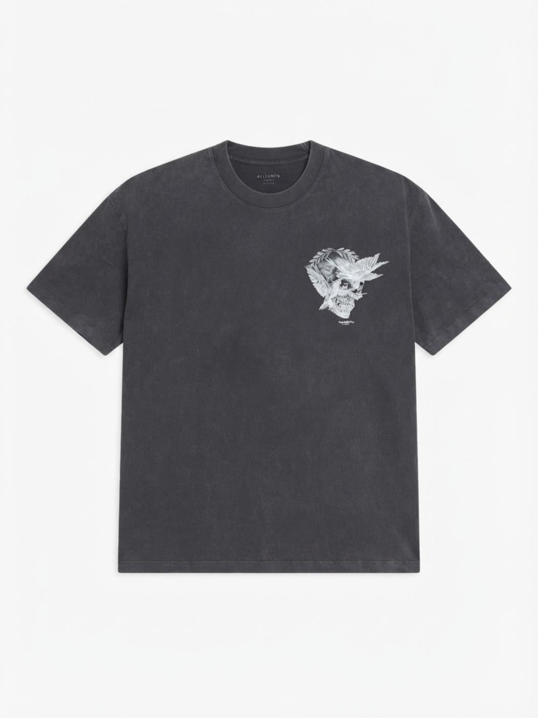 Allsaints Mysteries Oversized Graphic T-Shirt Washed Black - L