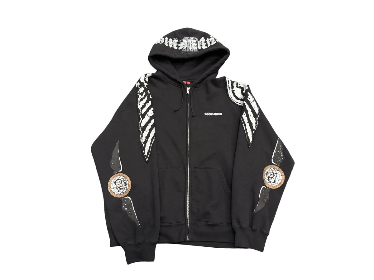 Supreme Wings Zip Up Hooded Sweatshirt Black