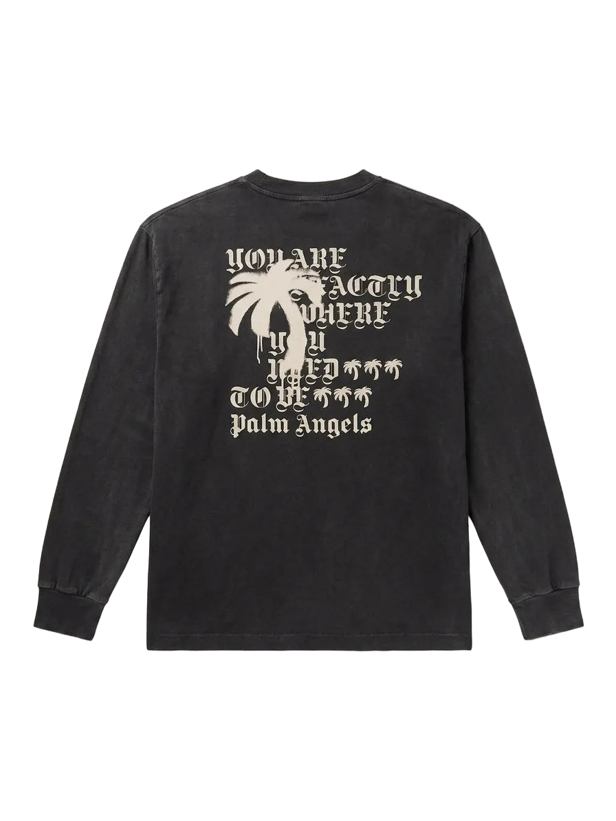 Palm Angels Statement Monogram Long Sleeve Black/Grey