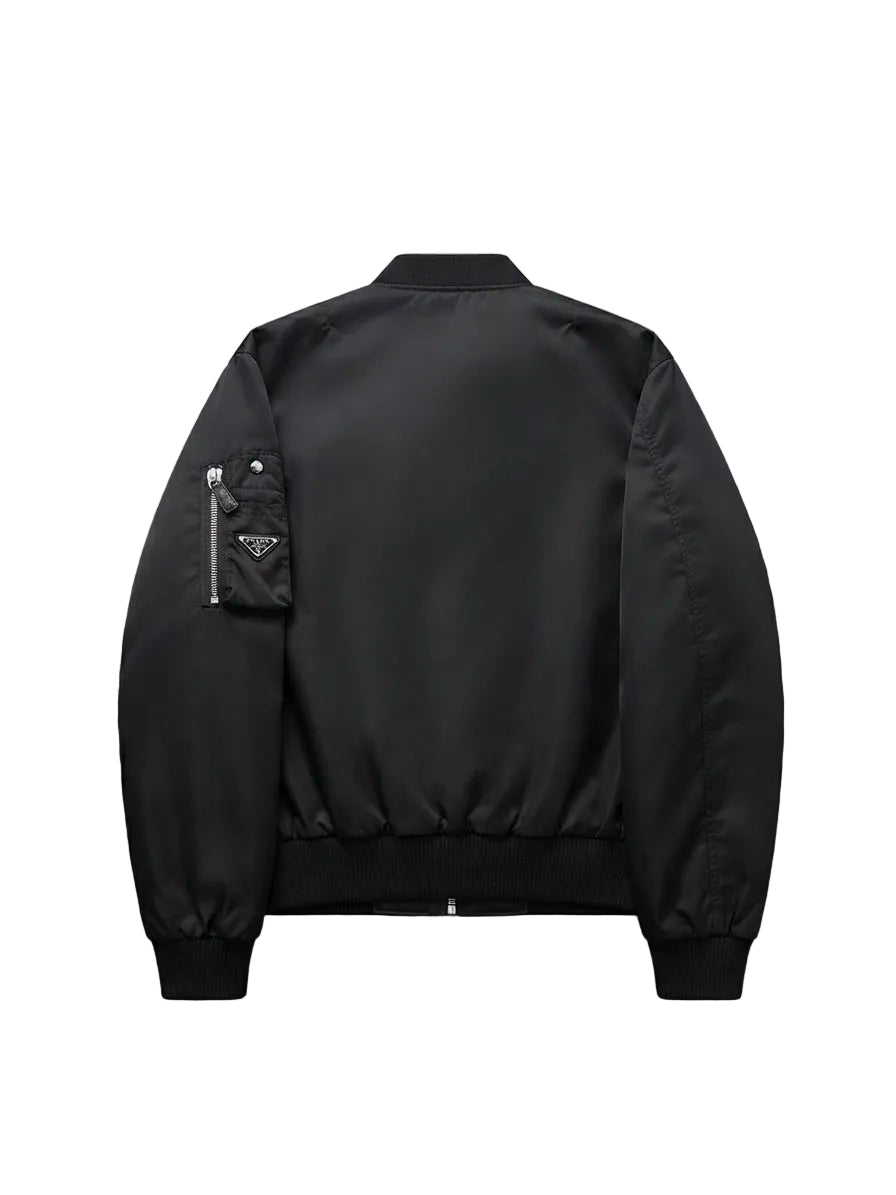 Prada Chamarra Bomber Con Placa Del Logo 2010 Black USED