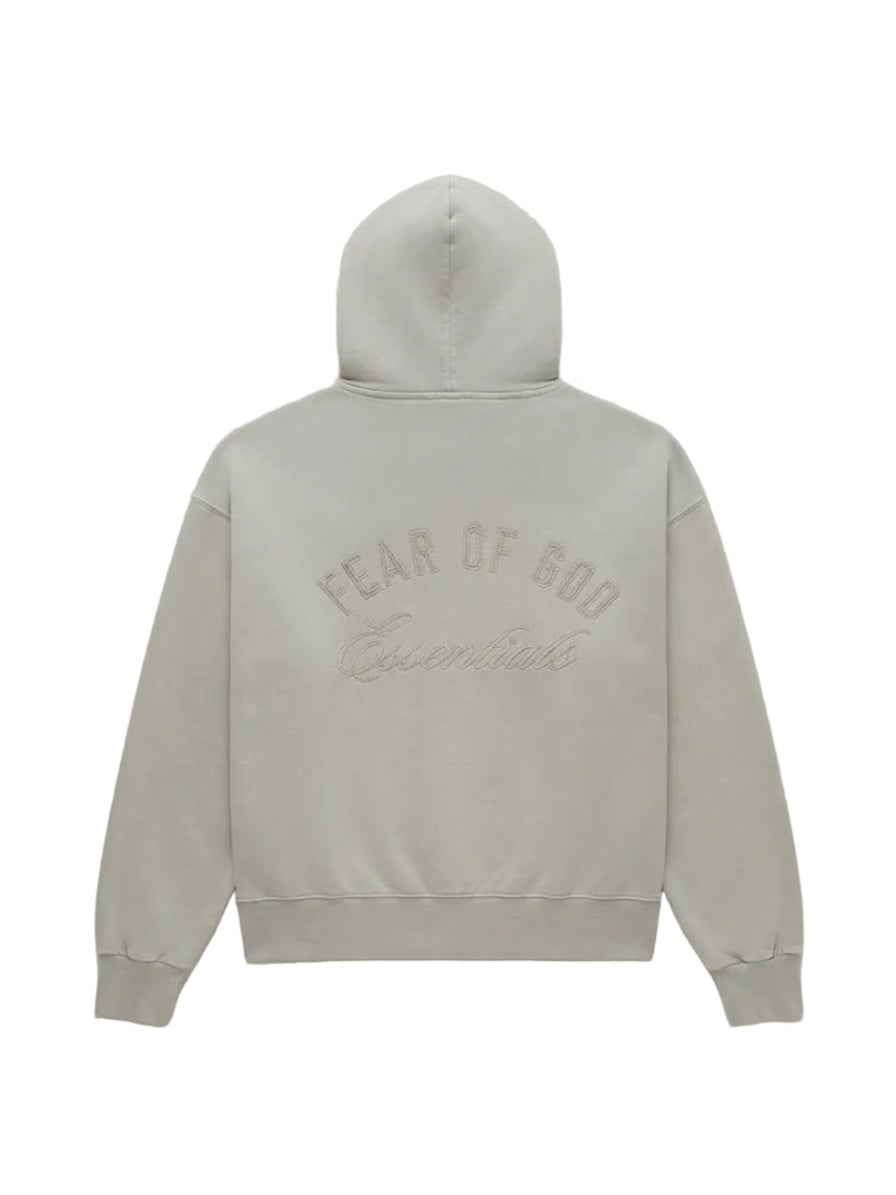 Essentials Embroidered Classic Full Zip Hoodie Smoke Grey