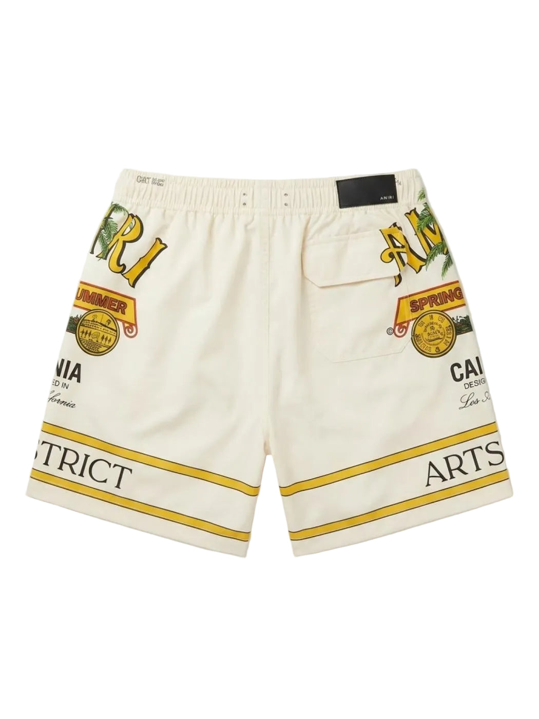 Amiri Rum Label Swim Trunks Alabaster