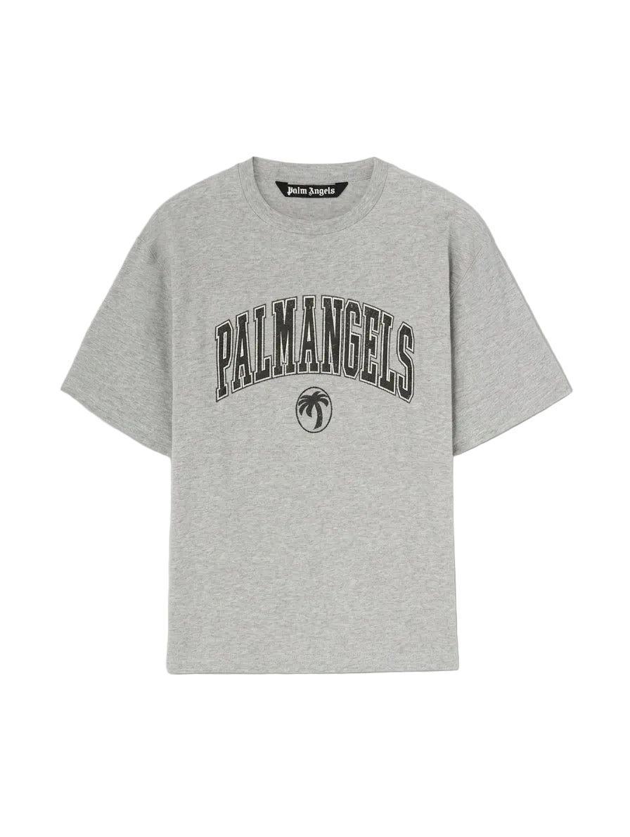 Palm Angels College Palm Slim Tee Grey Melange