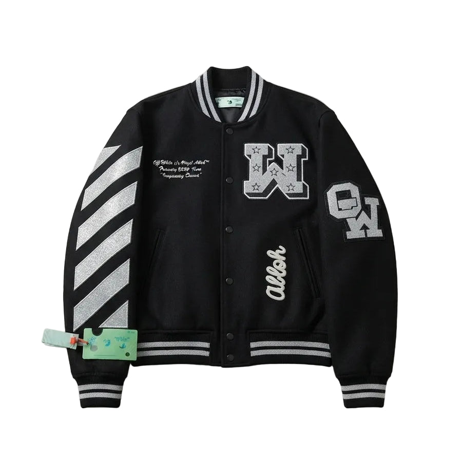 Off-White Wool Varsity Jacket Black/Silver