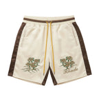 Rhude Satin Souvenir Shorts Ivory/Brown