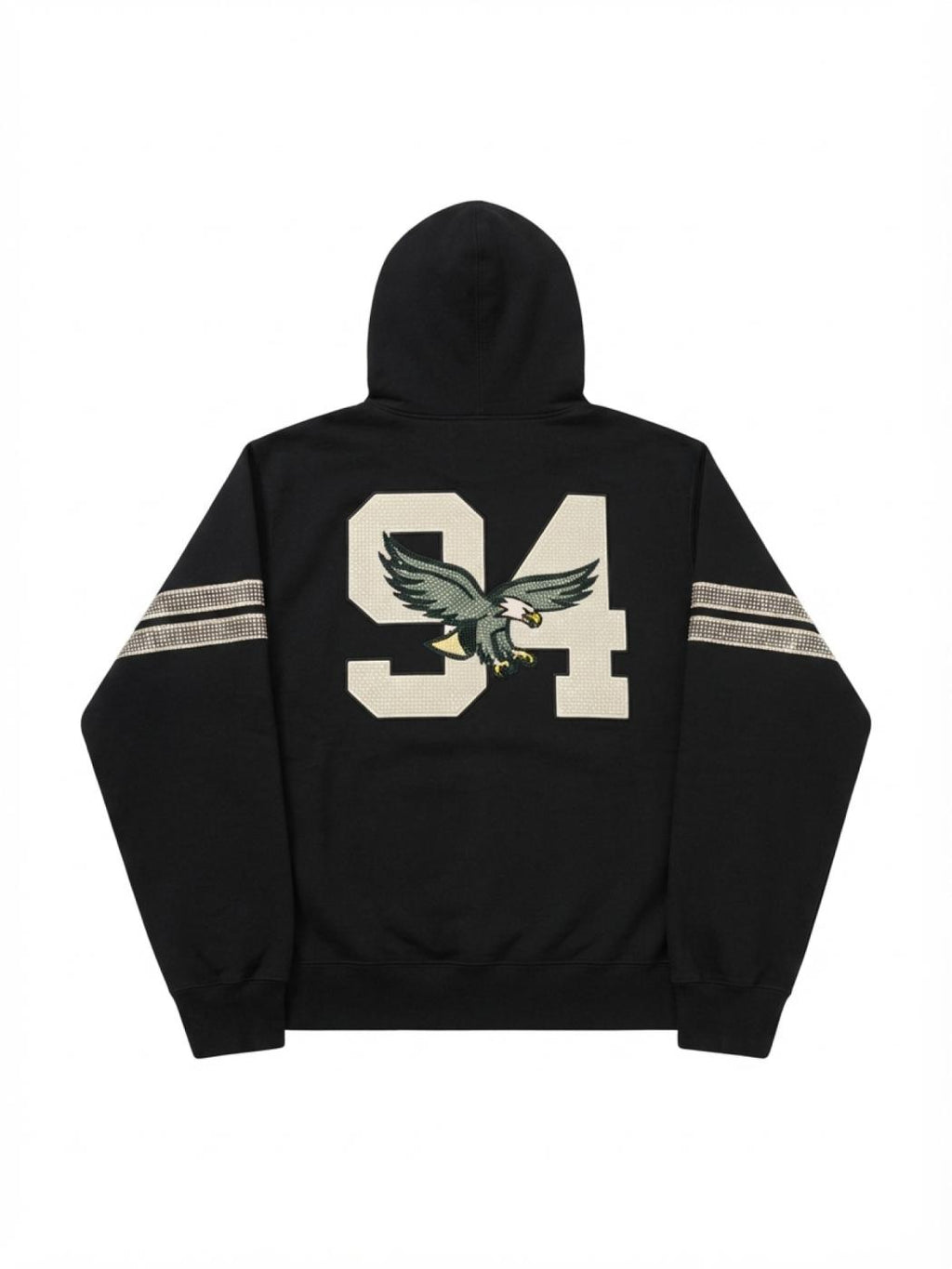 Supreme Rhinestone Eagle Hooded Sweatshirt Black