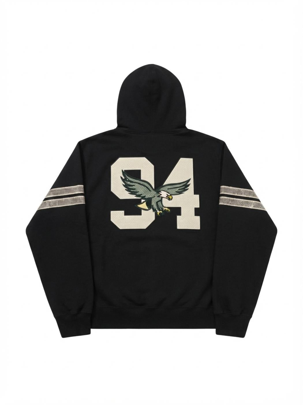 Supreme Rhinestone Eagle Hooded Sweatshirt Black