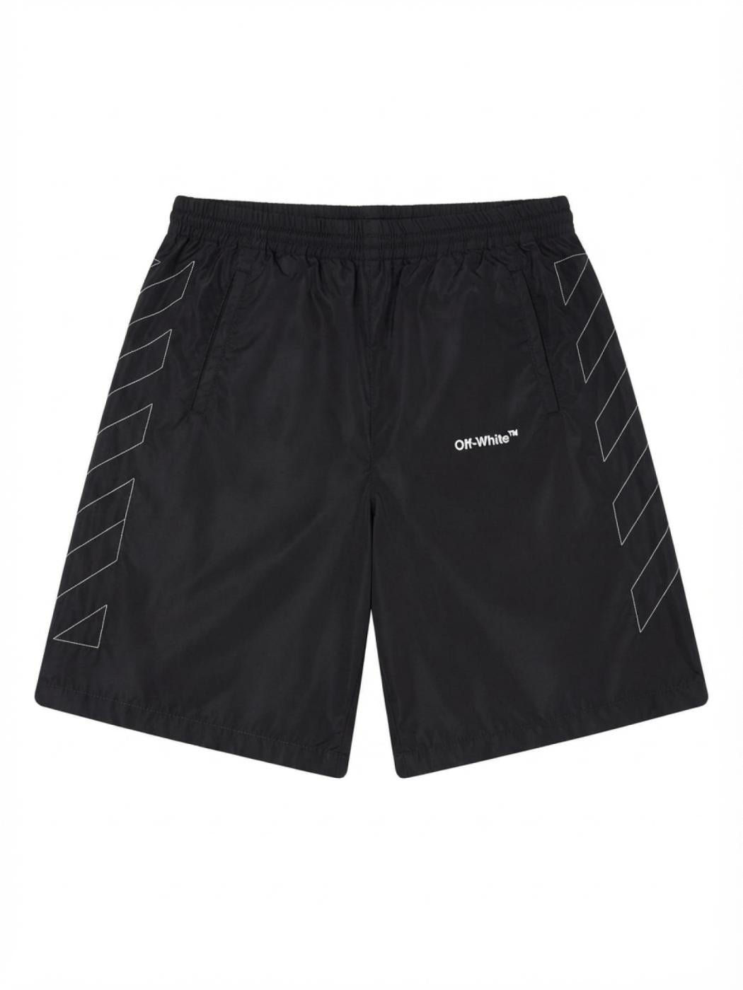Off-White Black Diag Outline Track Shorts - XS