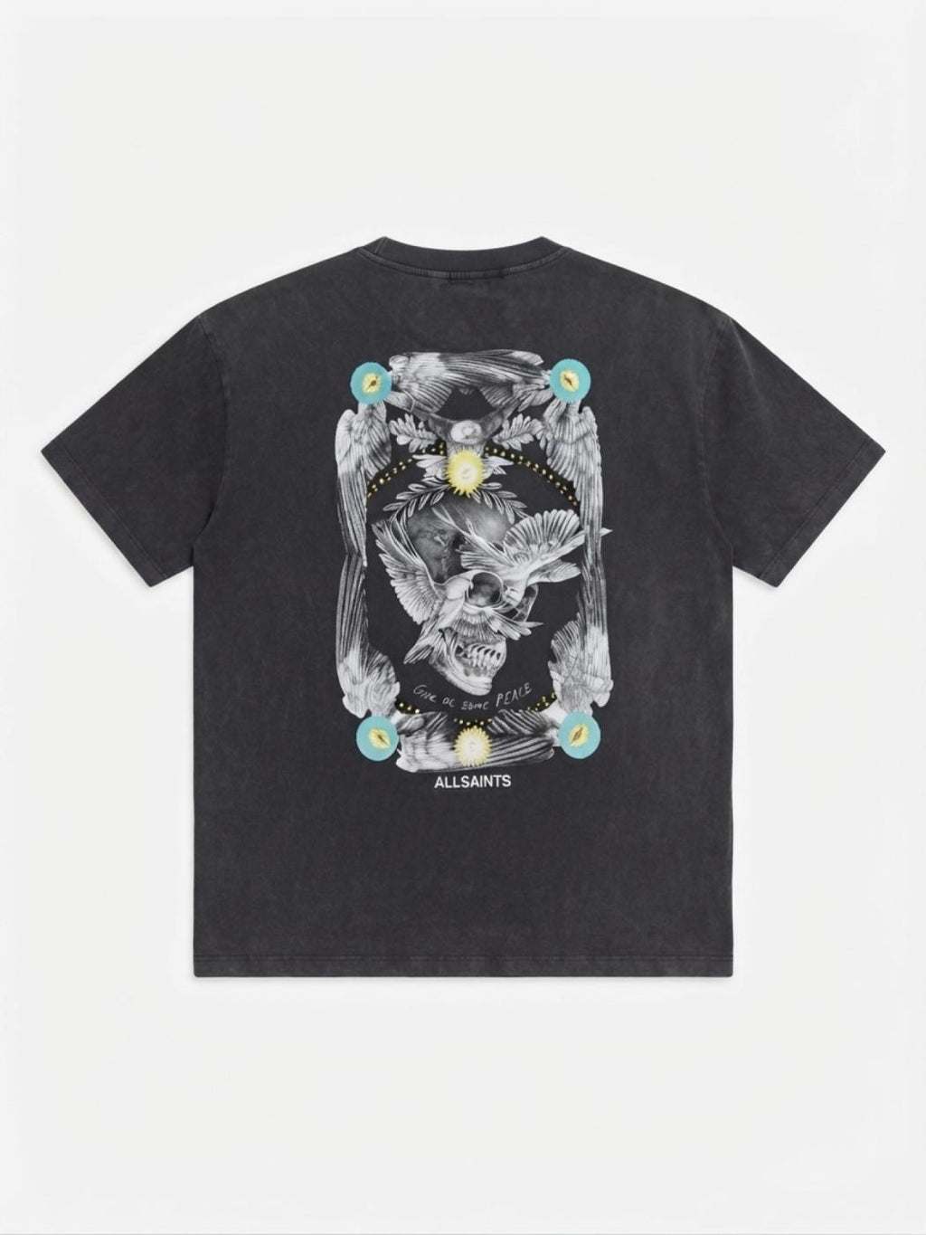 Allsaints Mysteries Oversized Graphic T-Shirt Washed Black - L