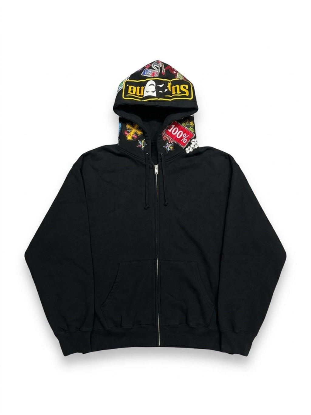 Supreme Patches Zip Up Hooded Sweatshirt Black