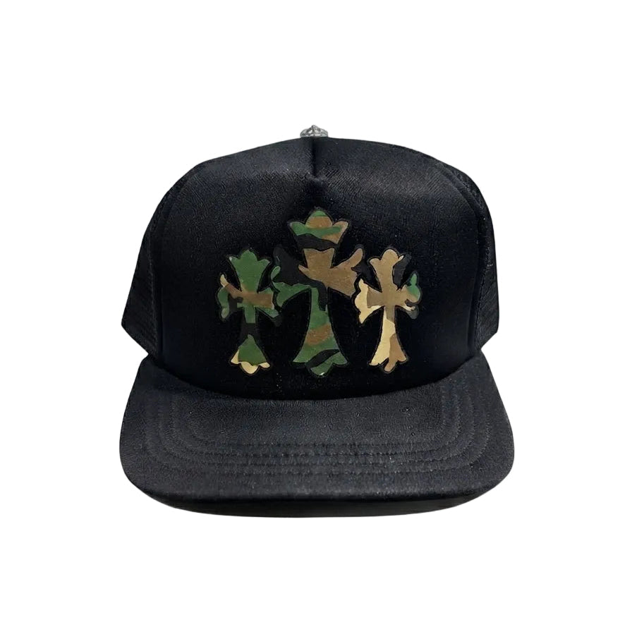 Chrome Hearts Gorro Triple Cross Trucker Hat Black/Camo