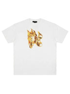 Palm Angels Burning Monogram Tee Black/Gold