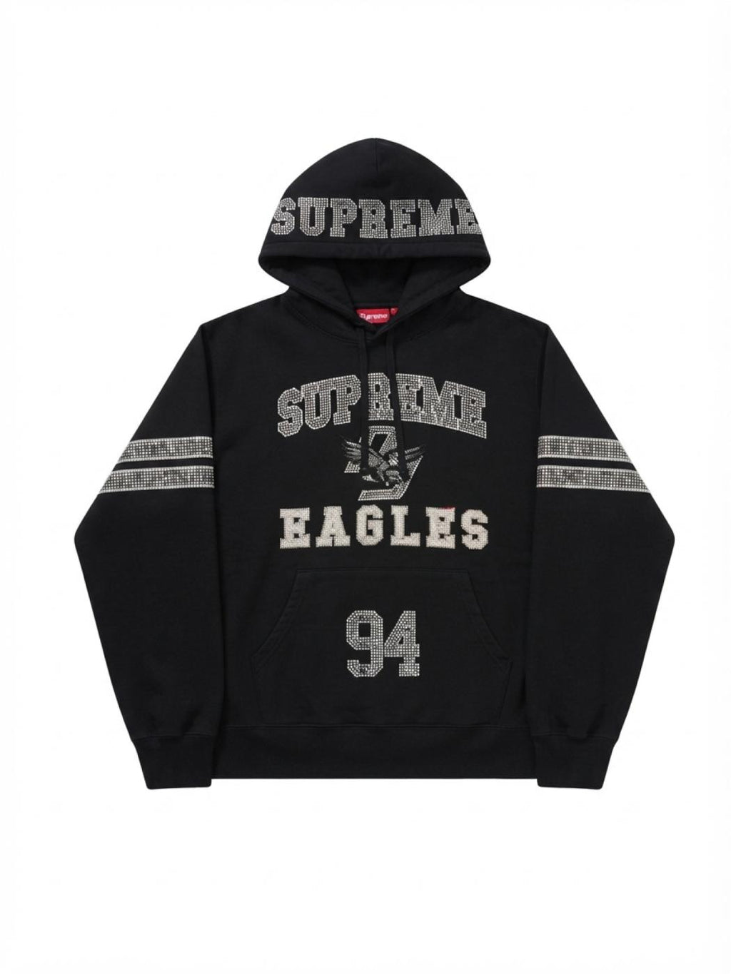 Supreme Rhinestone Eagle Hooded Sweatshirt Black