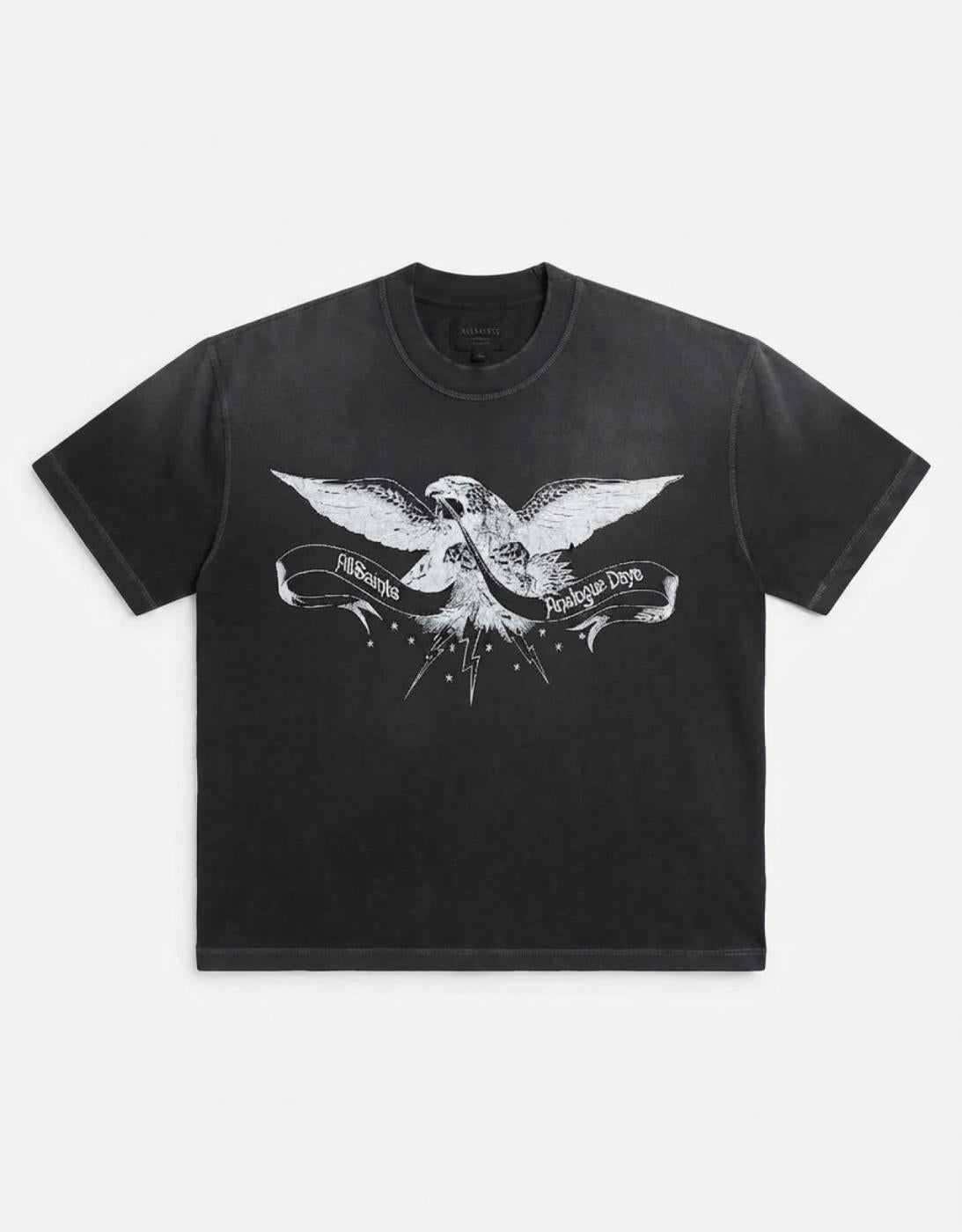Allsaints Aeterna Short Sleeve Boxy T-Shirt Washed Black - M