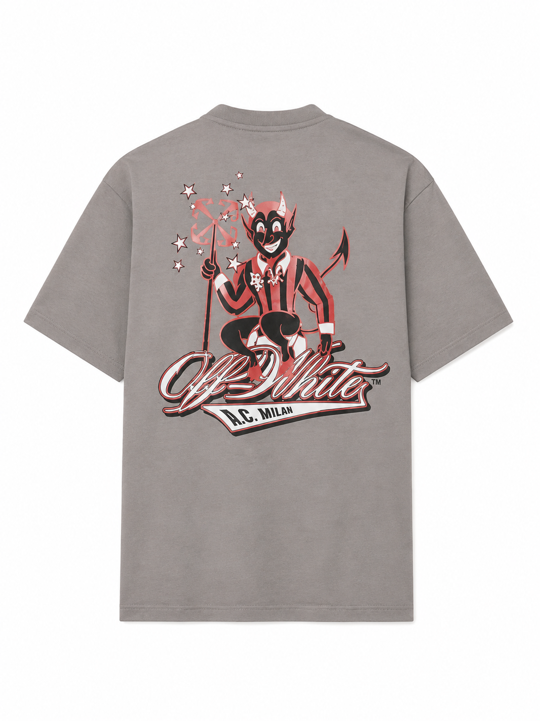 Off-White Men's X AC Milan Graphic Print Cotton Grey