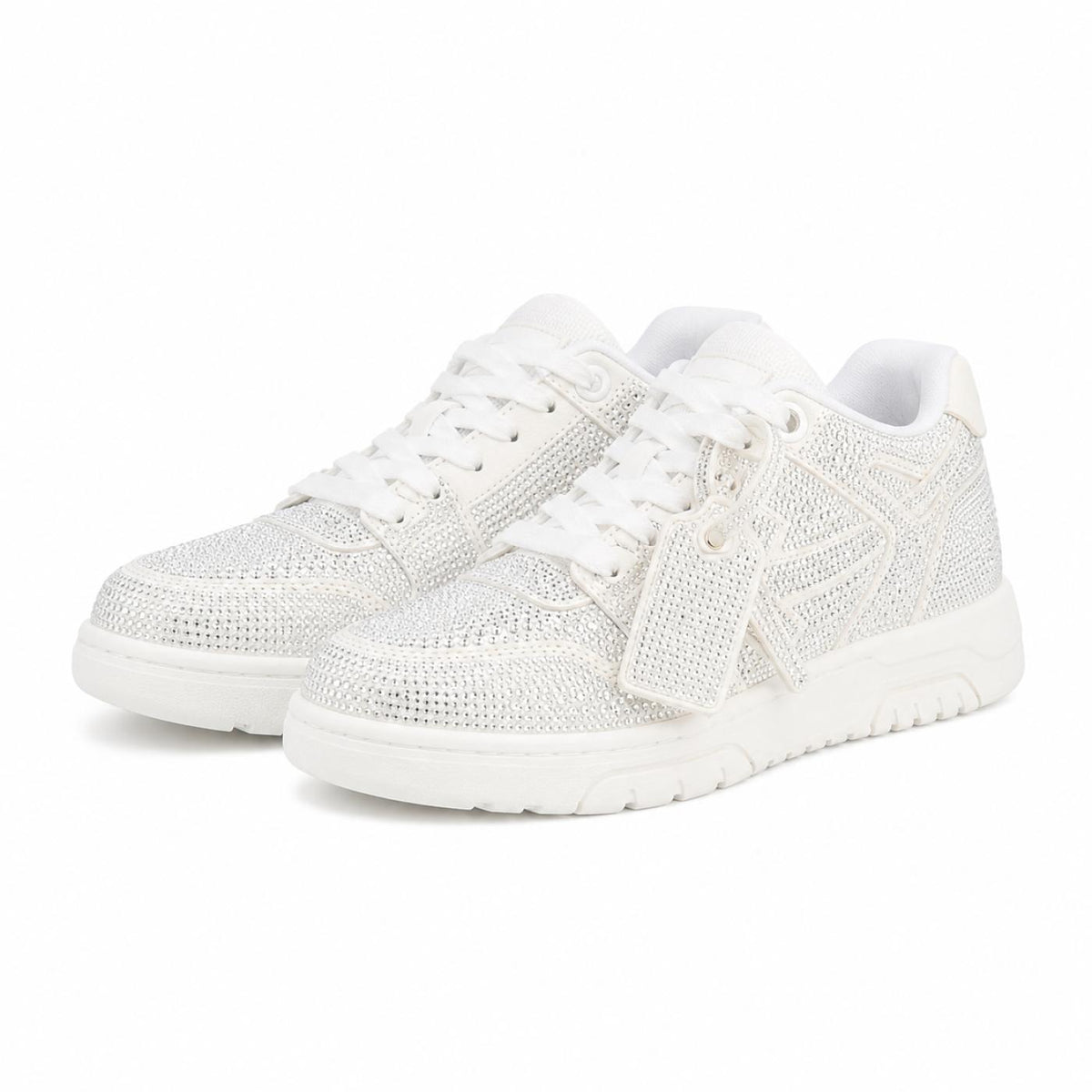 Off-White Out Of Office Low Tops Strass Crystal Embellished White/Silver