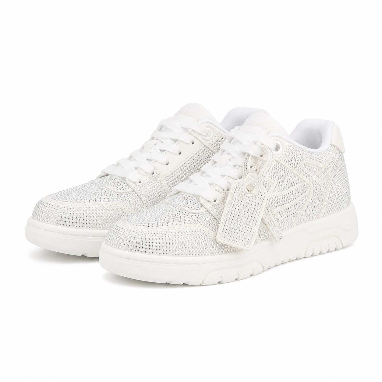 Off-White Out Of Office Low Tops Strass Crystal Embellished White/Silver