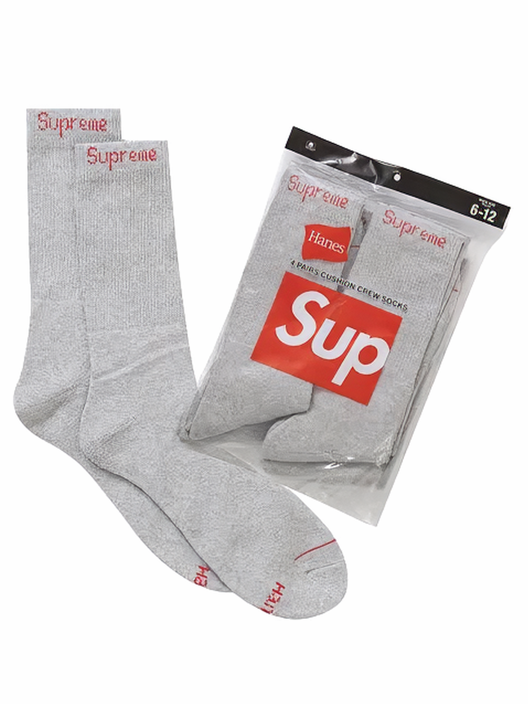 Supreme Socks Hanes Crew Pack x 4 Grey