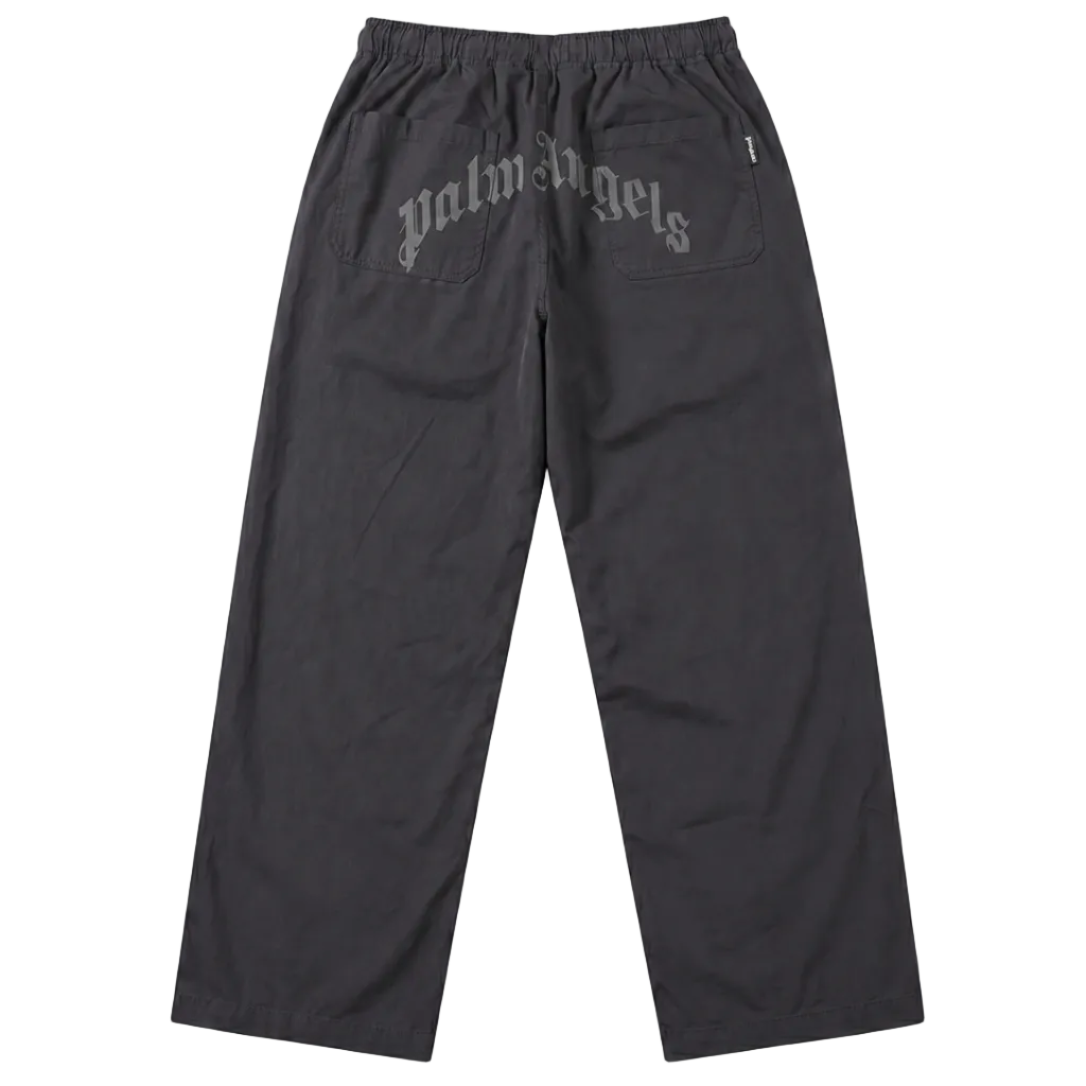 Palm Angels Curved Logo Loose Pants Black