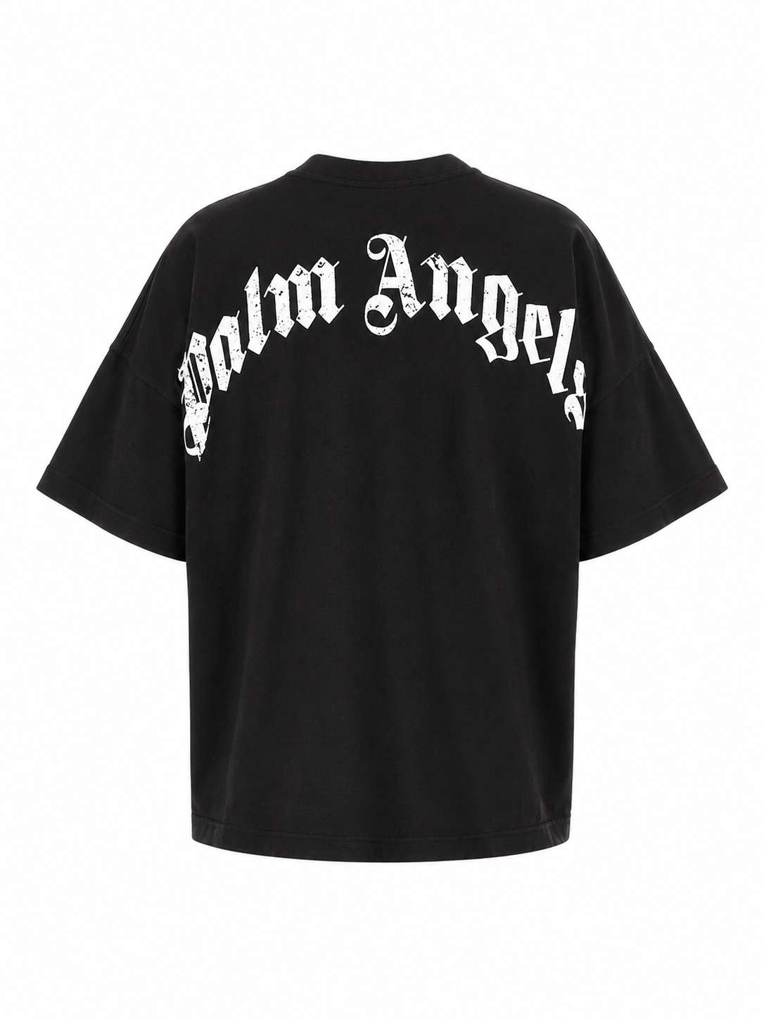 Palm Angels Back Curved Logo Over Tee Black
