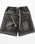 Valley Forever Shorts De Mezclilla Con Perlas Grey Acid Wash