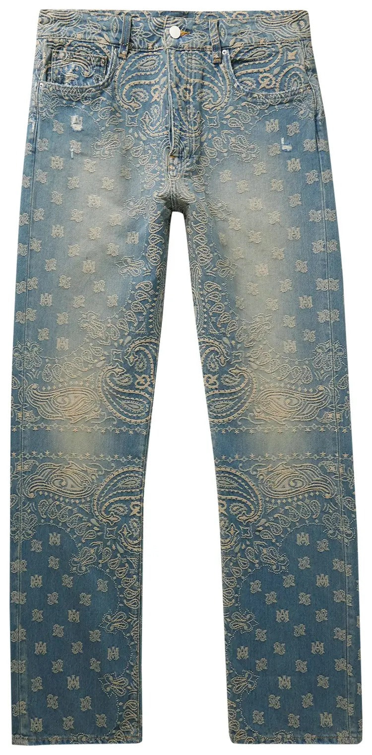 Amiri Bandana Jacquard Straight Jean Indigo
