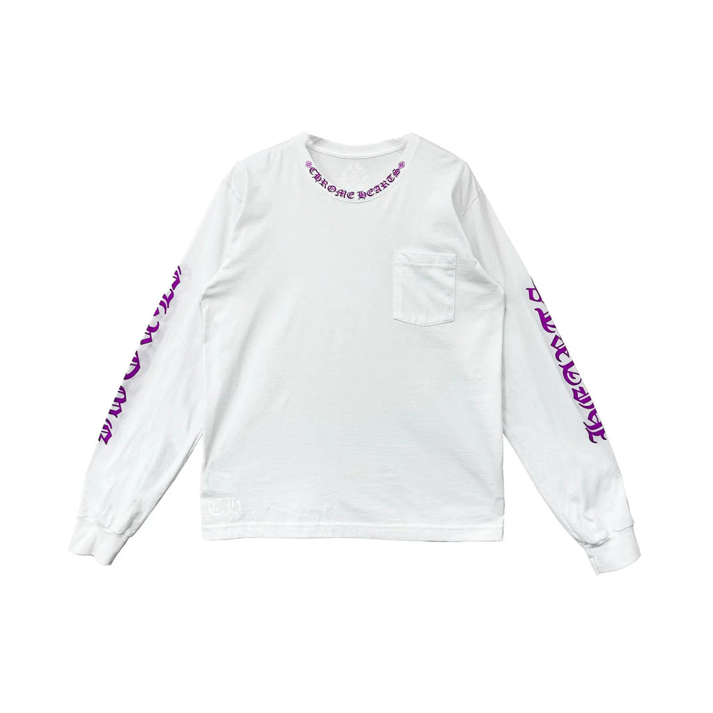 Chrome Hearts Neck Letters Logo Long Sleeve T-Shirt White/Purple